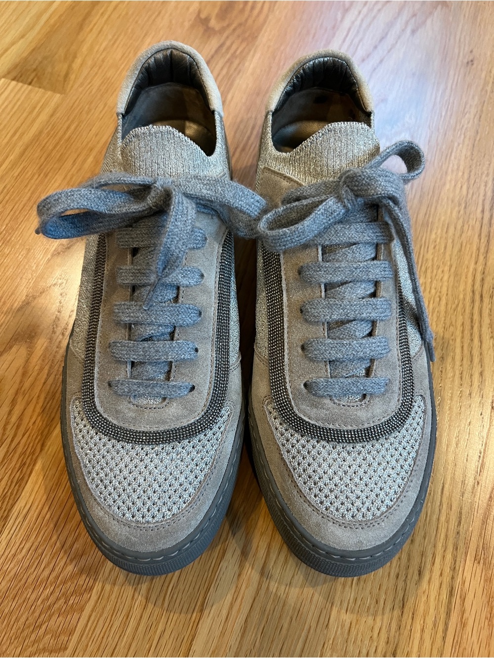 Brunello Cucinelli Metallic Knit Sneakers